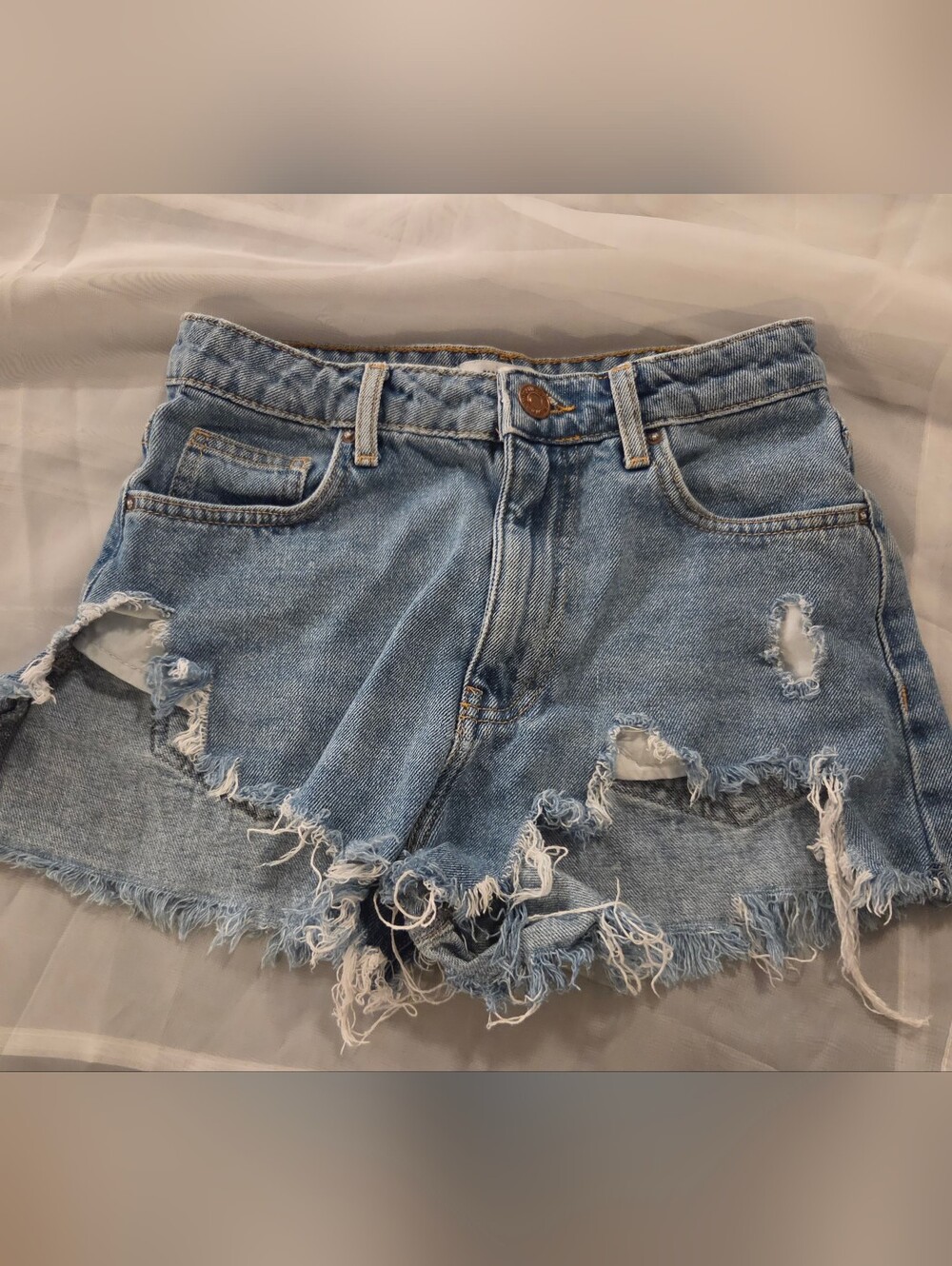 Forever21 Extreme Distressed Deconstructed Mini Jean Shorts, 24